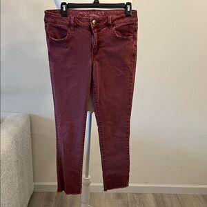 American Eagle Outfitters Women's Dark Red Jeans. Super stretchy, size 10